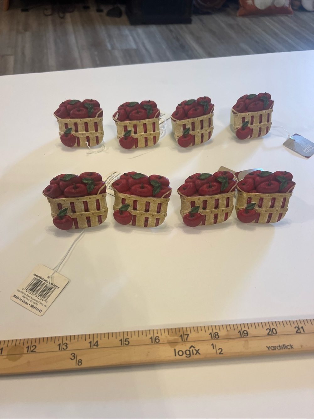 Apple Basket Napkin Rings in Red and Cream - Decorative Home Accent